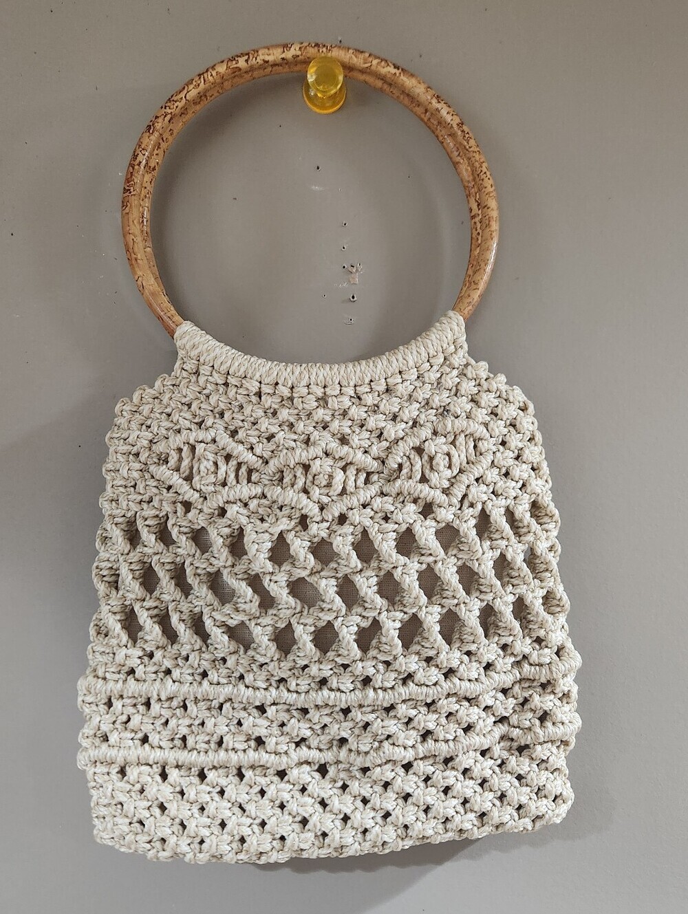 Macrame crocheted small handbag